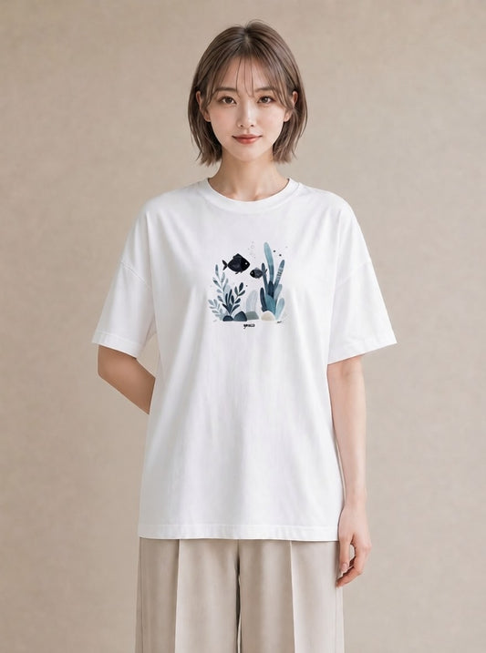 Tシャツ レディース 出目金 ペット 動物 イラスト 個性的 週末コーデ 敬老の日 白T