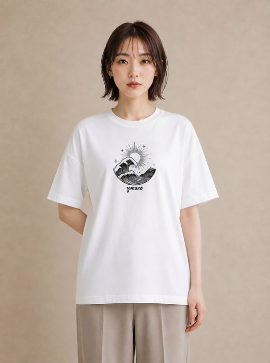 Tシャツ レディース 海 リゾート 夏 イラスト ユニーク 綿100 デート 白T