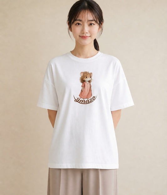 デザインTシャツ レディース ゴールデンハムスター ペット 動物 イラスト ボタニカル 綿100 デート 白T