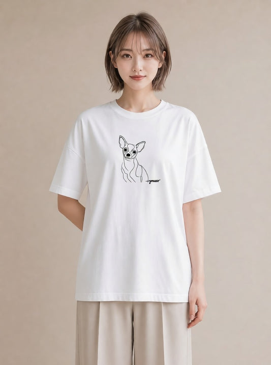 グラフィックTシャツ レディース 犬 いぬ わんこ イラスト 普段使い 社会人 女性 白T
