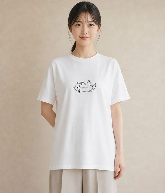 プリントTシャツ レディース 猫 ねこ ネコ イラスト ゆるコーデ 普段着 週末コーデ 白T