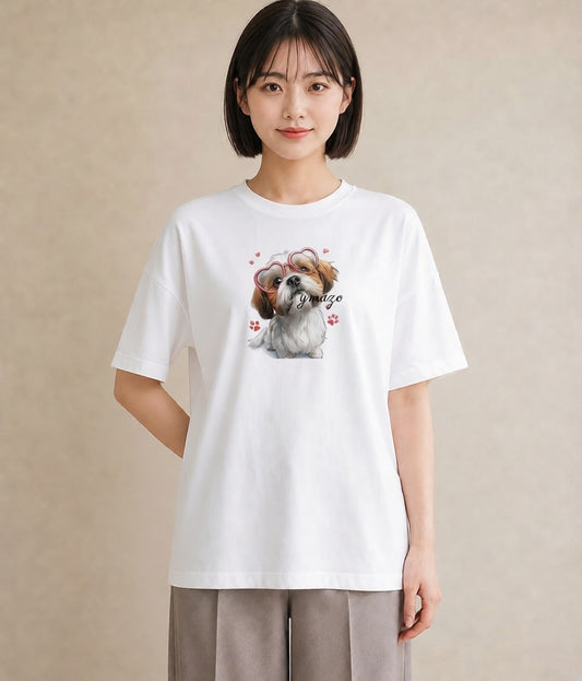 Tシャツ レディース ペキニーズ 犬 いぬ イラスト シンプル ルームウェア ギフト 白T