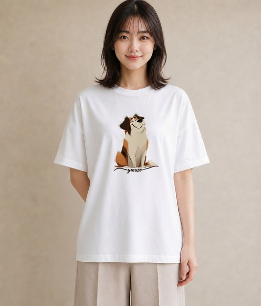 デザインTシャツ レディース 犬 いぬ イラスト モード 敬老の日 ホワイトデー 白T