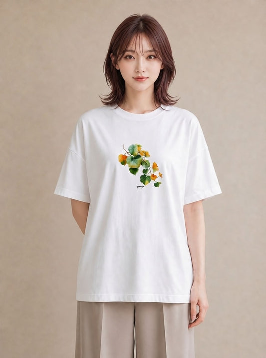 Tシャツ レディース あさがお 朝顔 花 花柄 イラスト ヴィンテージ風 旅行用 海 白T