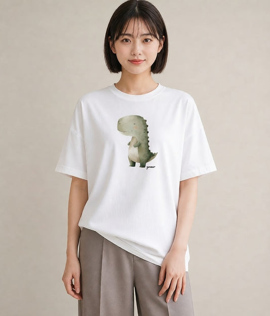 プリントTシャツ レディース カバ 動物 アニマル イラスト ママ カフェ服 白T