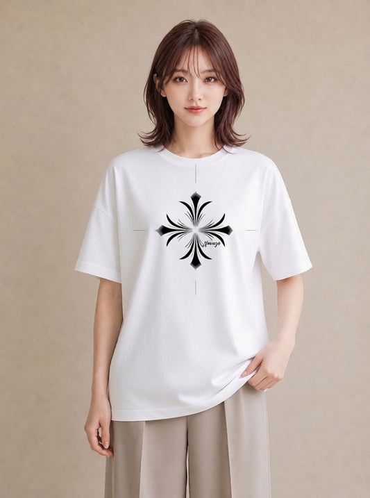 半袖Tシャツ レディース 幾何学 ミニマル ジオメトリック イラスト 母娘コーデ 自分用 白T