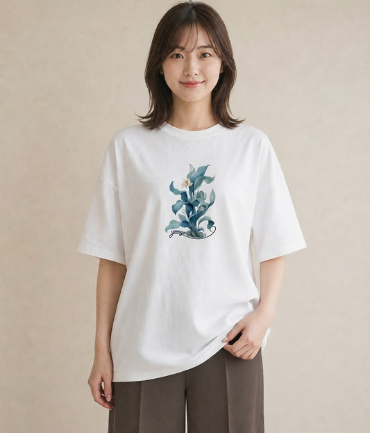 プリントTシャツ レディース すずらん 花 花柄 イラスト ミニマル お揃い 親子 白T