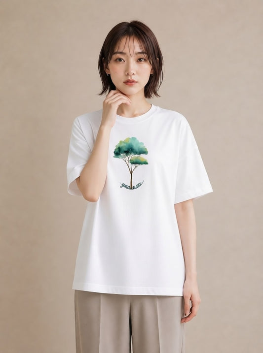 半袖Tシャツ レディース 盆栽 植物 ボタニカル イラスト ユニーク ルームウェア ギフト 白T