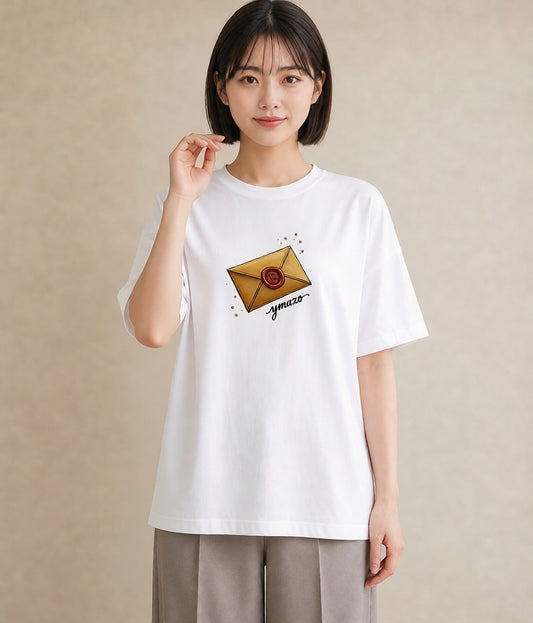 Tシャツ レディース 封蝋 手紙 アンティーク ナチュラル イラスト ギフト 母の日 白T