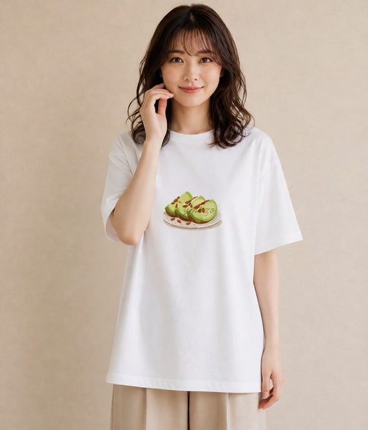 Tシャツ レディース アボカド 食べ物 フード イラスト カフェ巡り 女子会 白T