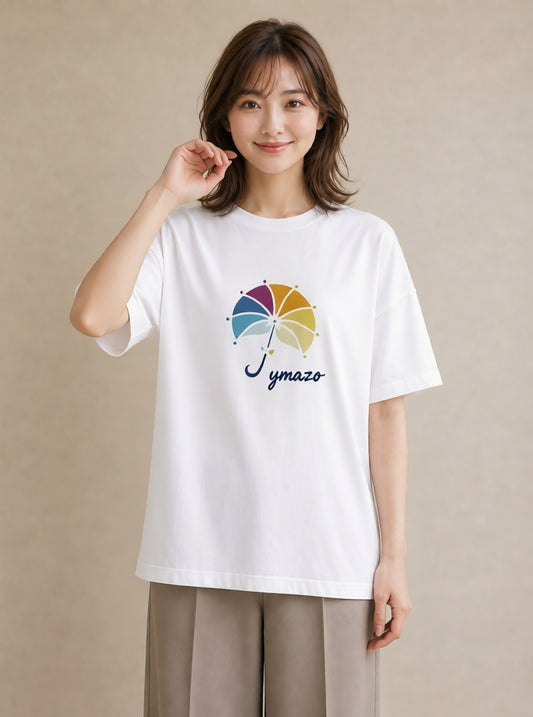 デザインTシャツ レディース 傘 水たまり 雨 ナチュラル アンティーク イラスト ボタニカル お出かけ 普段着 白T