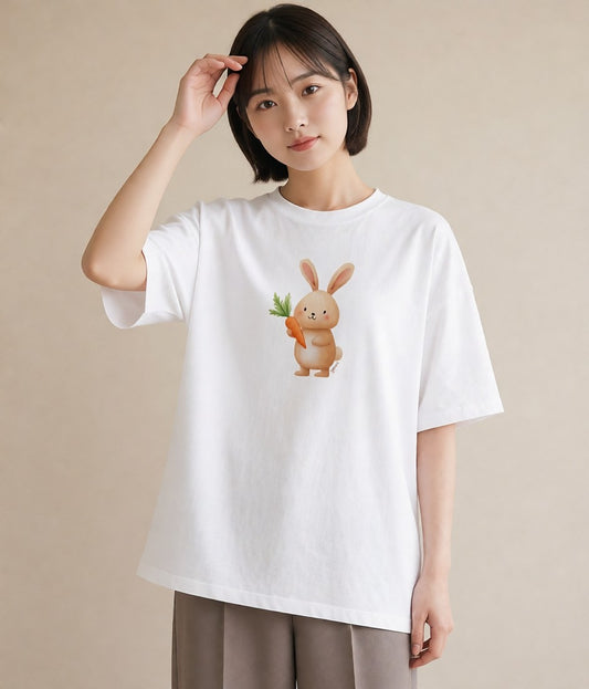 Tシャツ レディース うさちゃん ペット 動物 イラスト おしゃれギフト 社会人 白T