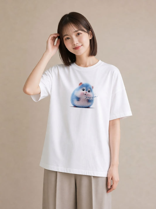 デザインTシャツ レディース ロボロフスキー ペット 動物 イラスト ヴィンテージ風 カジュアルコーデ 買い物 白T