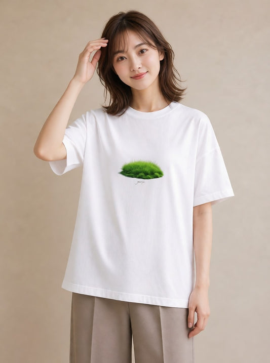 プリントTシャツ レディース 芝生 植物 ボタニカル イラスト きれいめカジュアル 親子 20代 白T