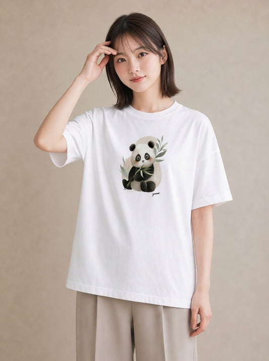 グラフィックTシャツ レディース パンダ 動物 アニマル イラスト シック 誕生日プレゼント 綿100 白T