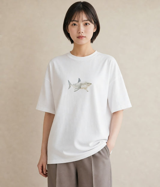 プリントTシャツ レディース マンボウ 海の生き物 海 イラスト ラフカジュアル カフェ巡り 女子会 白T