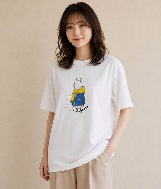 グラフィックTシャツ レディース アルパカ 動物 アニマル イラスト 部屋着 女性向けギフト 白T
