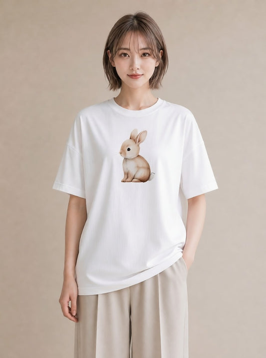 Tシャツ レディース チンチラ ペット 動物 イラスト 北欧風 友達ギフト 部屋着 白T