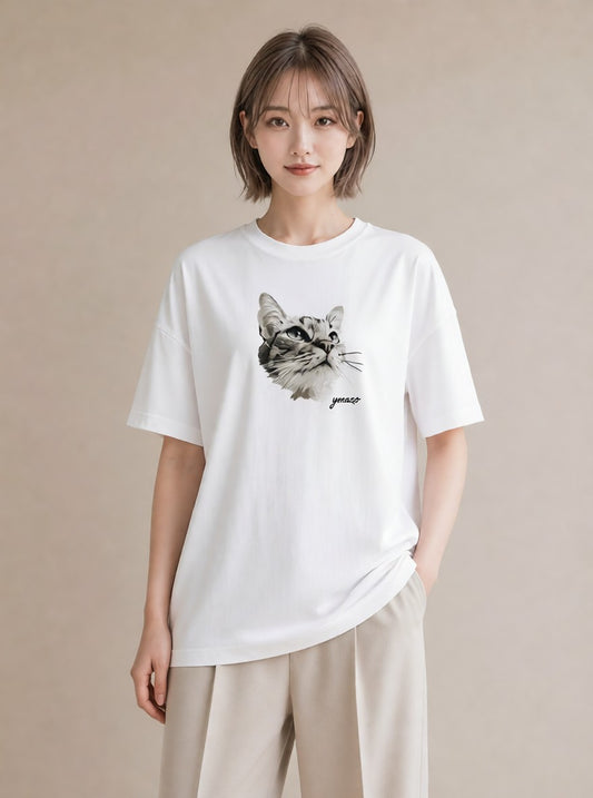 半袖Tシャツ レディース シャム 猫 ねこ イラスト ヴィンテージ風 敬老の日 ホワイトデー 白T