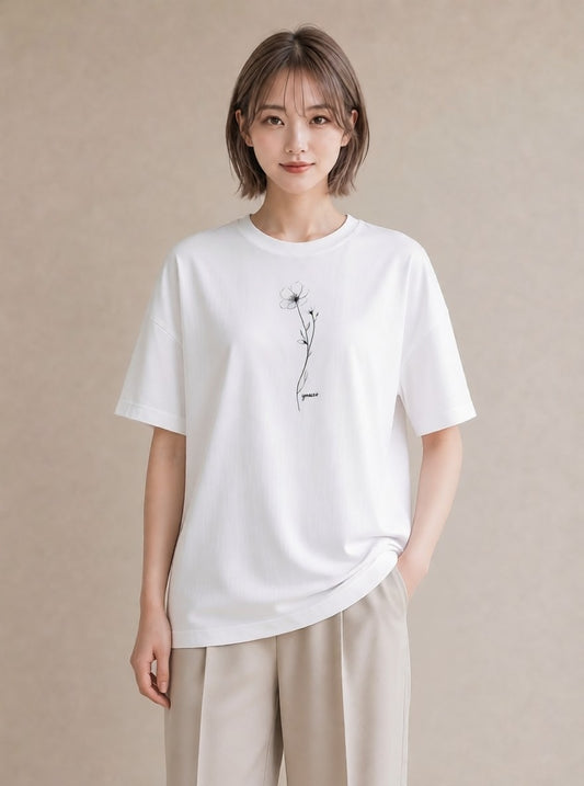 半袖Tシャツ レディース さくら 桜 桜の枝 イラスト ポップ 帰省 ラフ 白T