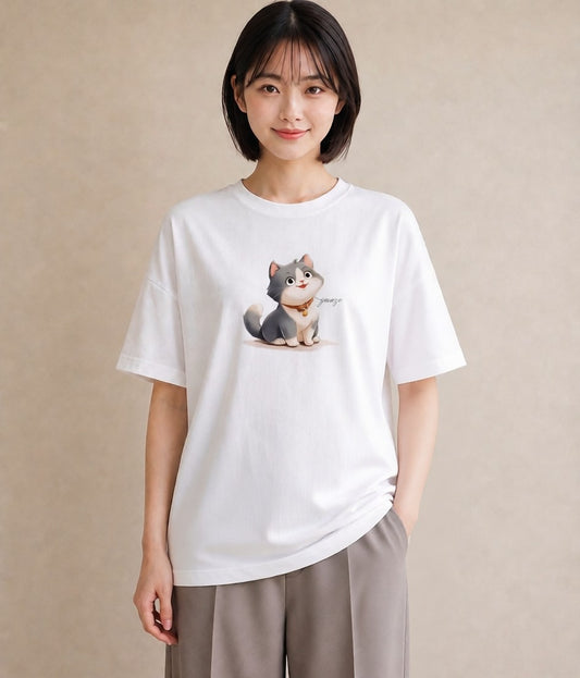 プリントTシャツ レディース 猫好き 猫 ねこ イラスト ラフカジュアル 旅行用 海 白T