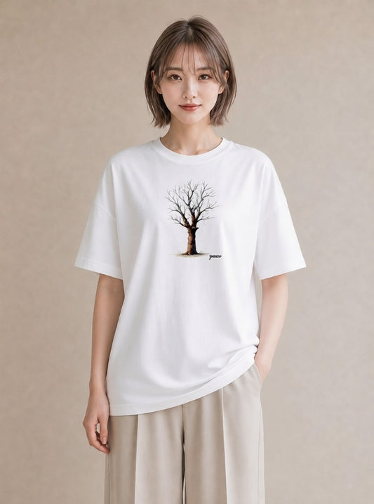 Tシャツ レディース 青の水彩 風景 ブルー ナチュラル アンティーク イラスト 水彩風 レイヤード 友達ギフト 白T