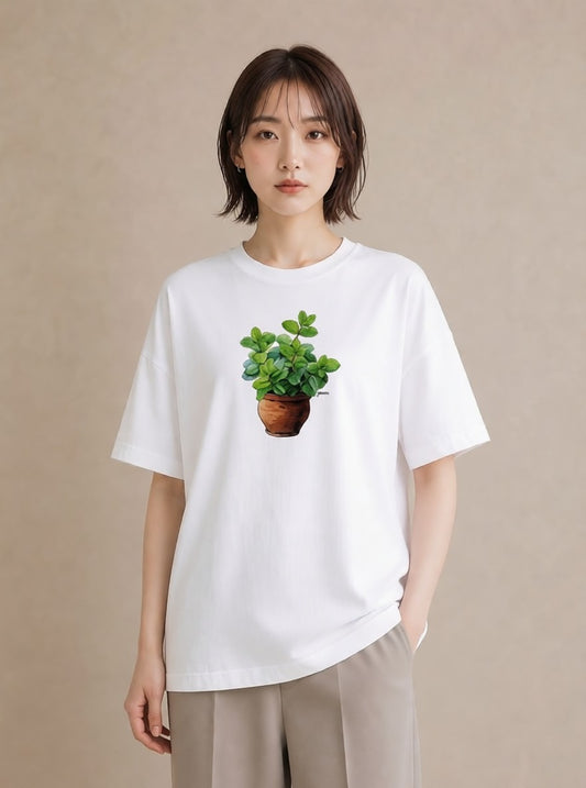 デザインTシャツ レディース 観葉植物 植物 ボタニカル イラスト 普段使い 綿100 デート 白T