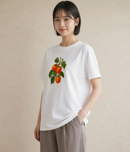 Tシャツ レディース みかん 食べ物 フード イラスト ミニマル 母娘コーデ 自分用 白T