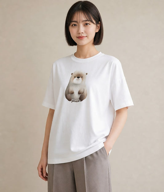 デザインTシャツ レディース フェレット ペット 動物 イラスト カジュアル 秋コーデ おしゃれギフト 白T
