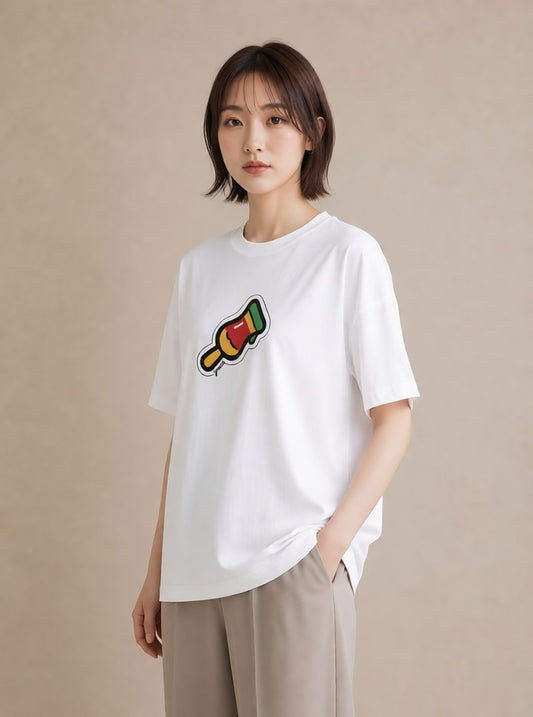 プリントTシャツ レディース アイス 食べ物 フード イラスト きれいめカジュアル 週末コーデ 敬老の日 白T