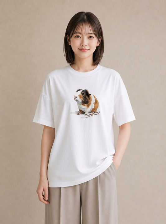 Tシャツ レディース ゴールデンハムスター ペット 動物 イラスト 線画 ルームウェア ギフト 白T