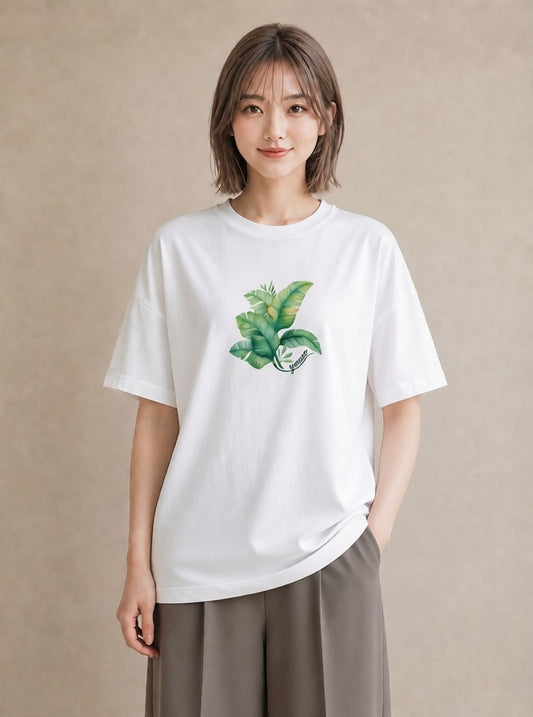グラフィックTシャツ レディース ボタニカル 植物 イラスト 北欧風 デイリーウェア 休日 白T