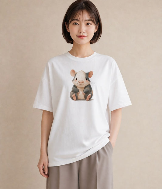 Tシャツ レディース デグー ペット 動物 イラスト きれいめ 通学 誕生日プレゼント 白T