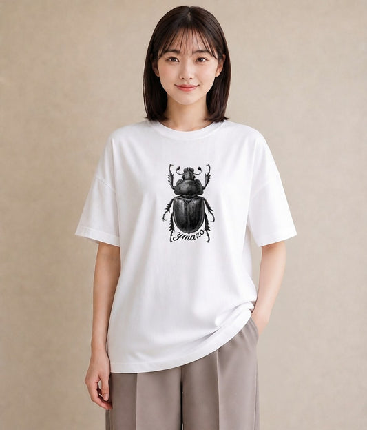 Tシャツ レディース クワガタ 昆虫 虫 イラスト ゆるコーデ 綿100 デート 白T