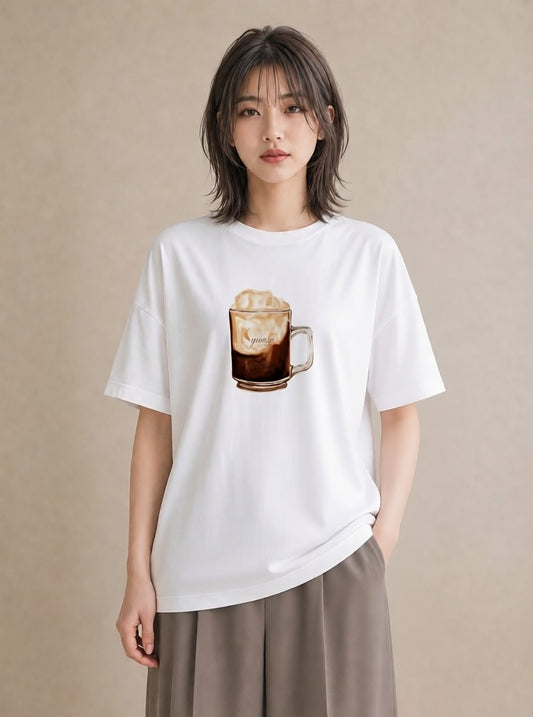 Tシャツ レディース エスプレッソ 食べ物 フード イラスト ガーリー 女性 旅行用 白T