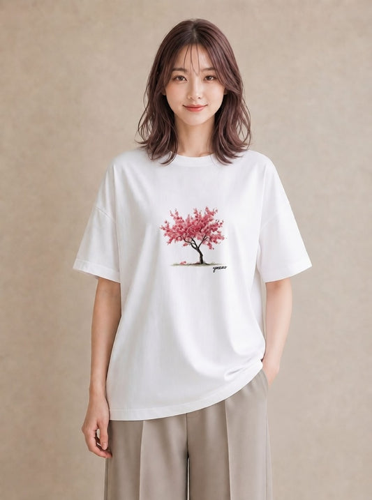 デザインTシャツ レディース 盆栽 植物 ボタニカル イラスト カジュアル ラフ レイヤード 白T