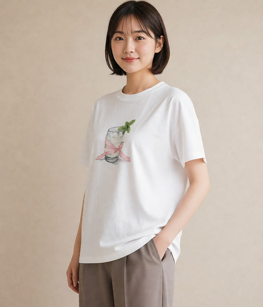 プリントTシャツ レディース クリームソーダ 食べ物 フード イラスト きれいめカジュアル 休日 ペアコーデ 白T