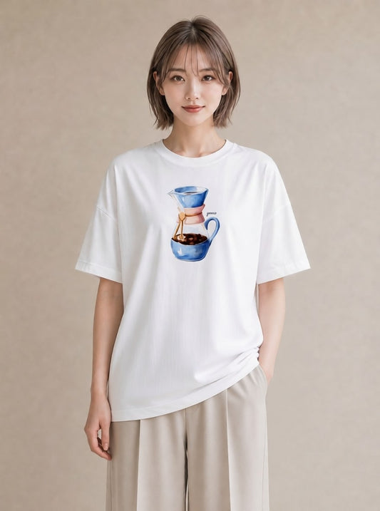 Tシャツ レディース カフェオレ 食べ物 フード イラスト ユニーク 秋コーデ おしゃれギフト 白T