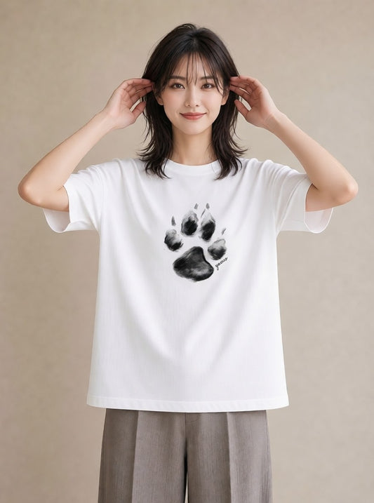 半袖Tシャツ レディース 猫の手 猫 ねこ イラスト 旅行コーデ 姉妹 送別ギフト 白T
