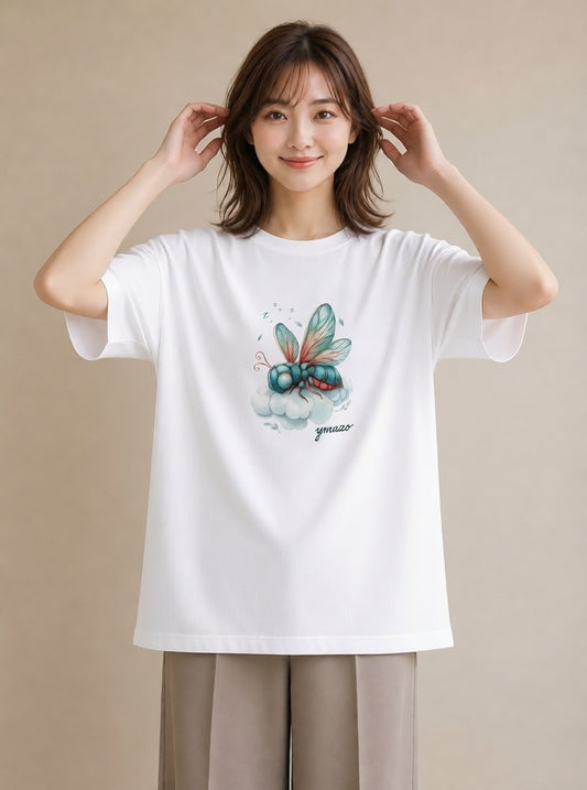 Tシャツ レディース とんぼ 昆虫 虫 イラスト カフェコーデ 旅行用 海 白T