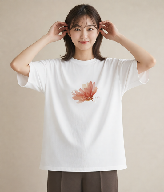グラフィックTシャツ レディース たんぽぽ 花 花柄 イラスト 韓国風 春服 ミセス 白T