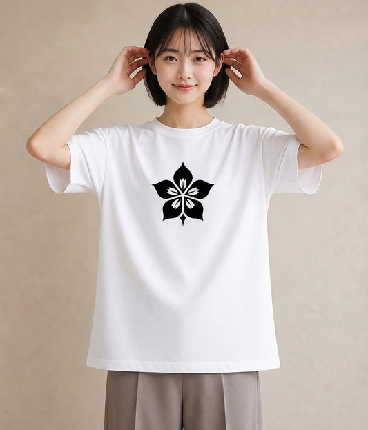 半袖Tシャツ レディース 扇子 そよ風 ナチュラル アンティーク イラスト カジュアル ペアコーデ 秋コーデ 白T