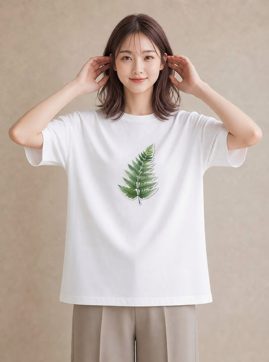 Tシャツ レディース ボタニカル 植物 イラスト お洒落 誕生日プレゼント 綿100 白T