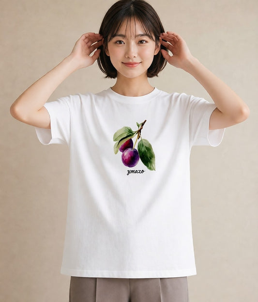 Tシャツ レディース 木の実 植物 ボタニカル イラスト シック 普段着 週末コーデ 白T