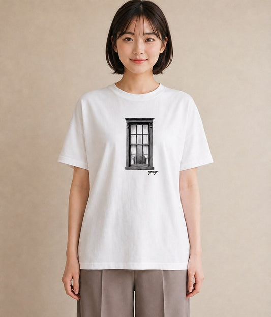 デザインTシャツ レディース 窓辺の椅子 窓辺 椅子 ナチュラル アンティーク イラスト モード 女子会 お揃い 白T