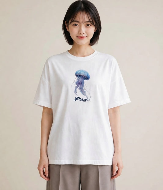 Tシャツ レディース くらげ クラゲ 海の生き物 海 イラスト 北欧風 通勤 在宅 白T