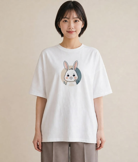 デザインTシャツ レディース うさちゃん ペット 動物 イラスト ユニーク ホワイトデー 春服 白T