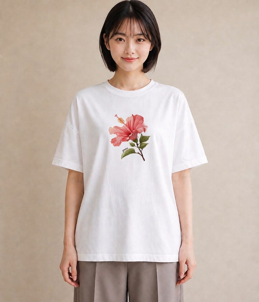 プリントTシャツ レディース カーネーション 花 花柄 イラスト ゆるコーデ 帰省 ラフ 白T