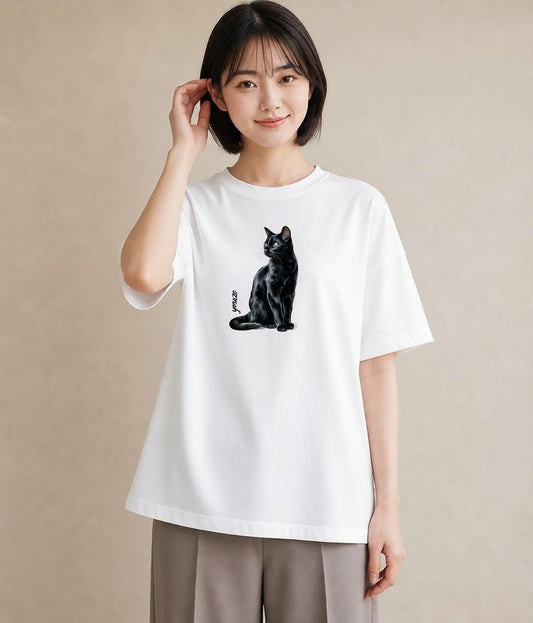 デザインTシャツ レディース 靴下猫 猫 ねこ イラスト ポップ お揃い 親子 白T
