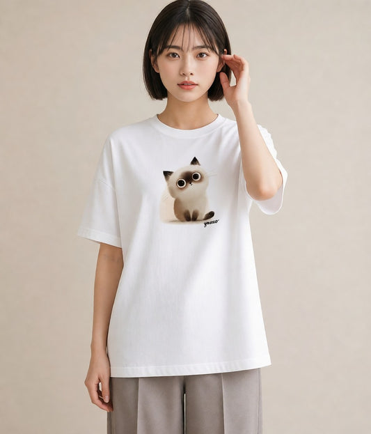 プリントTシャツ レディース ラグドール 猫 ねこ イラスト 普段使い 普段着 週末コーデ 白T